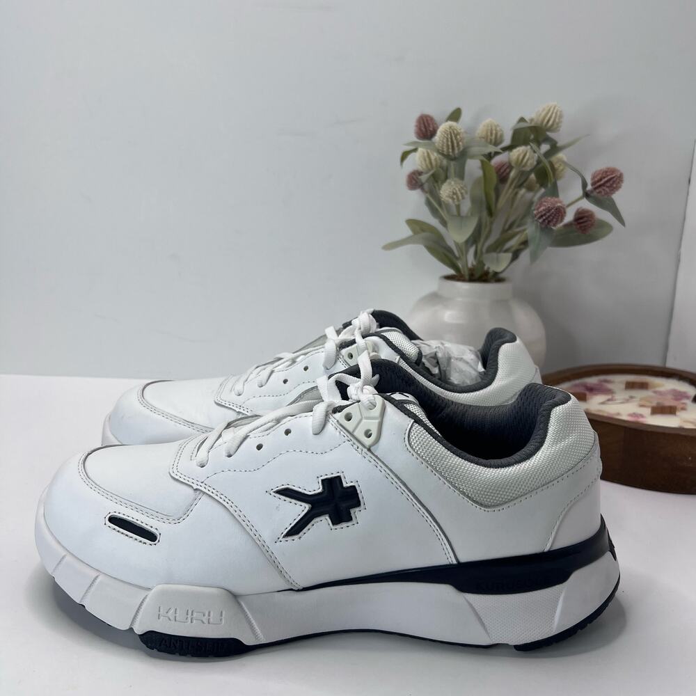 Kuru Kinetic 2 Anit-Slip Comfort Sneaker White Black Men's 11.5 Wide NWOB
